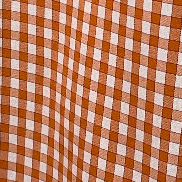 EGARA Men's Button Down Long Sleeve Shirt, Orange/White Check - 17.5/34-35 - Picture 5 of 9